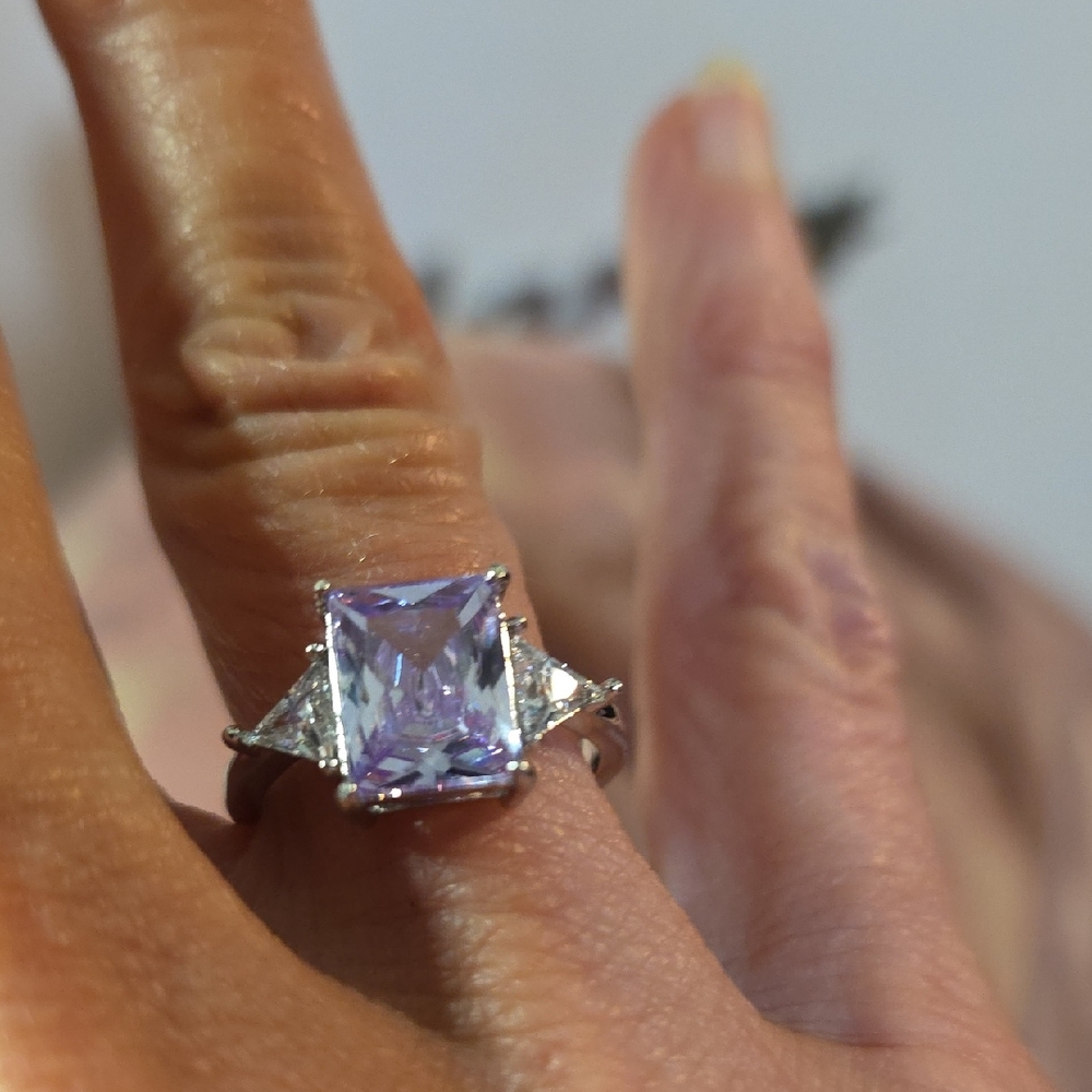925 Sterling Silver and Lavender Gemstone Ring
